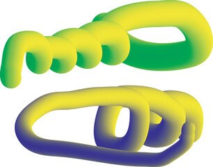 Abstract 3d rendering of colorful intertwined organic shapes with gradient colors