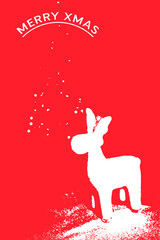 Abstract Christmas card with reindeer and christmas tree