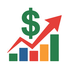 Obraz premium A dollar sign symbolizes financial growth on an upward trending bar chart.
