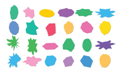 Torn paper frames set colorful textbox design elements