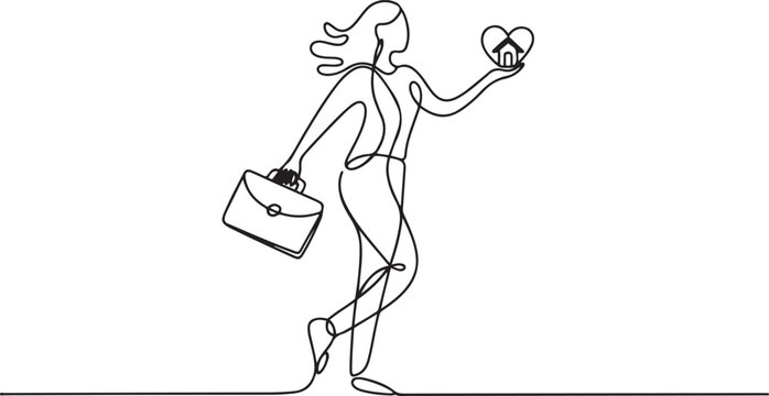 Continuous one line drawing of Woman work life balance icon. Single line drawing Woman work activity. Work life balance concept vector art. one line Icon drawing