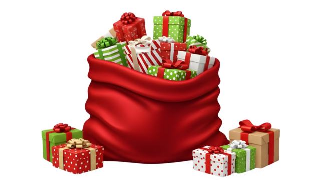 christmas gift box isolated on transparent background