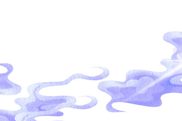 Japanese style purple cloud pattern watercolor illustration isolated on transparent background