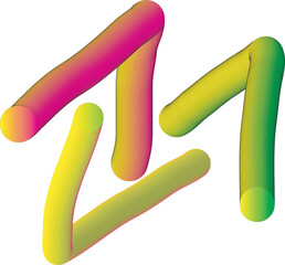 Colorful textured foam tubes arranged in a playful abstract pattern