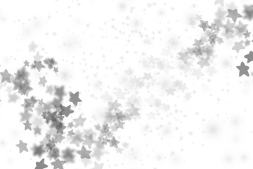 Abstract background of many small gray stars floating isolated on transparent background