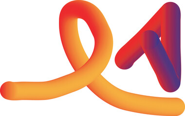 Abstract flowing shape with vibrant orange to purple gradient on white background