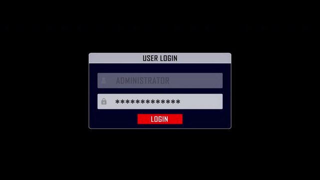 DARK WEB Glitch Text and User Login Interface Animation on Alpha Channel, Looped
