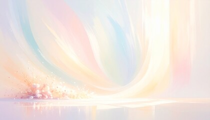 A soft pastel New Year abstract with gentle light streaks, airy gradients, warm highlights and a calm optimistic festive tone.
