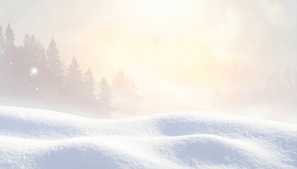 Fototapeta premium A minimal Christmas background with soft snow-mist texture, warm white glow, gentle highlights and a calm frosted atmosphere. 