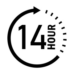 14 hour cycle arrow icon, duration symbol