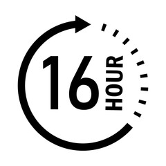 Sixteen hour service duration icon graphic