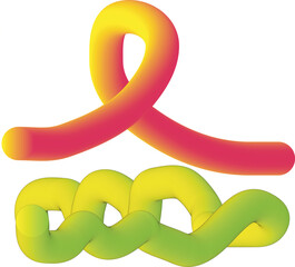 Abstract flowing yellow and orange organic shape against a white background