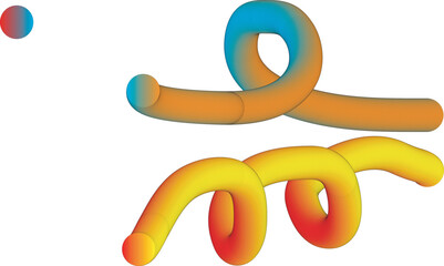 Abstract 3d rendering of colorful intertwined helical shapes against a white background