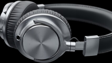 Close up of silver and black over ear headphones