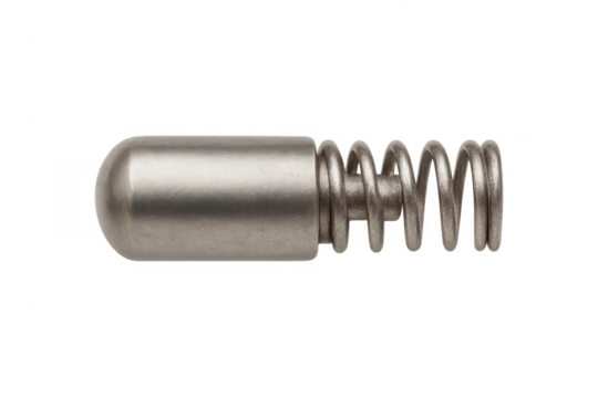 Metal spring loaded plunger mechanism releasing pressure