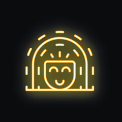 Obraz premium Neon sign illuminating a happy face, symbolizing joy, positivity, and good vibes