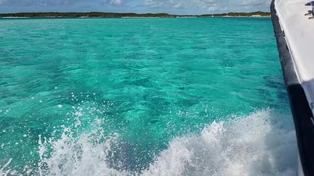 Boat Tour At Exuma In Black Point Bahamas. Caribbean Beach. Tropical Scenery. Shades Of Blue Watercolor. Boat Tour In Exuma In Black Point Bahamas. Summer Travel.