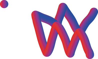 Abstract 3d shape with red and blue gradient on white background