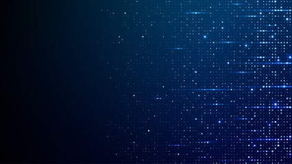 Blue digital background with pixel grid pattern and abstract tech elements for modern data visualization and network design. Technology futuristic background