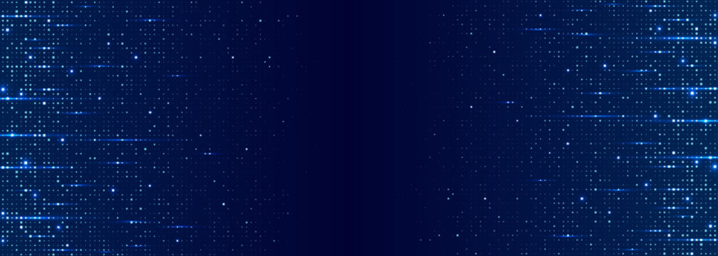 Modern navy grid with glowing squares and dynamic lines creates futuristic corporate backdrop for AI and financial technology concepts. Technology digital background