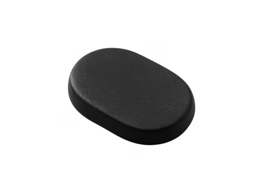 Black oval plastic button cap on transparent background