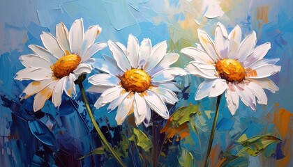 An artistic view of blooming daisies reflects renewal in nature. This image highlights seasonal inspiration for spring themed design © Igor_Tichonow