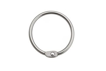 Silver metal binder ring on transparent background