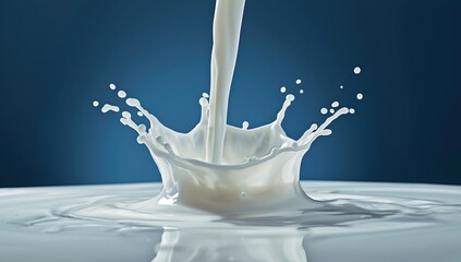 Fresh milk being poured, creating a dynamic splash and fluid motion