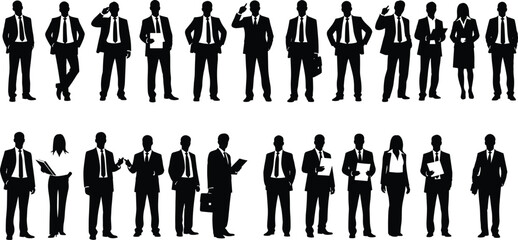 Business professionals silhouettes, corporate teamwork, leadership communication, office collaboration, negotiation success, career growth, partnership strategy illustration