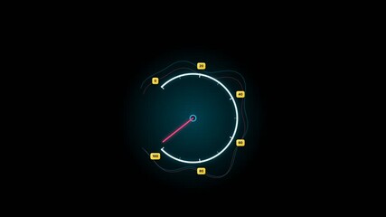 Animated circular speedometer gauge with dynamic indicator movement   - Powered by Adobe