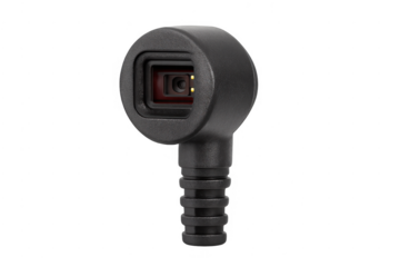 Black angled electronic power cable plug connector