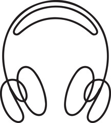 Headphone continuous one line drawing and minimalist style isolate outline vector icon. one line Icon drawing