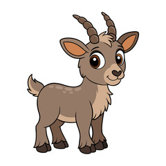 cartoon Cute Markhor vector illustration isolated on white