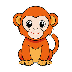 A cute cartoon illustration of a happy Proboscis Monkey character mammal with a funny smile isolated on white