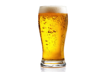 Refreshing glass of beer isolated on transparent background