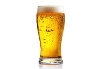 Refreshing glass of beer isolated on transparent background