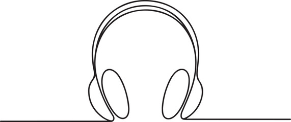 Headphone continuous one line drawing and minimalist style isolate outline vector icon. one line Icon drawing