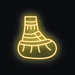 Bright neon yellow canopic jar glowing on black background, simple icon design