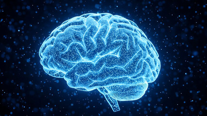 Glowing brain illustration evokes intelligence, memory, and innovation, perfect for health, technology, and science concepts, inspiring creativity and cognitive function
