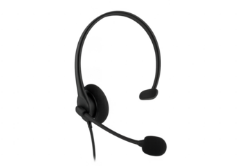 Black headset with microphone for communication support