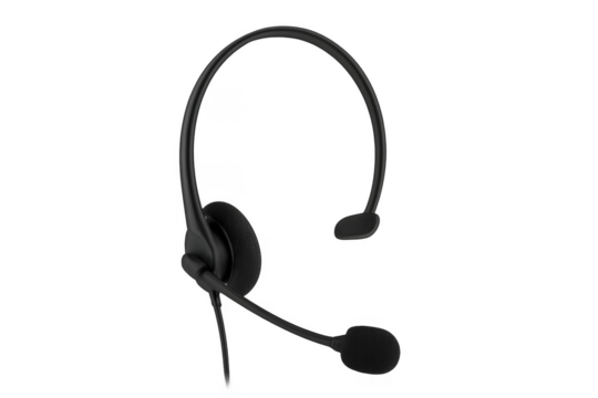 Black headset with microphone for communication support