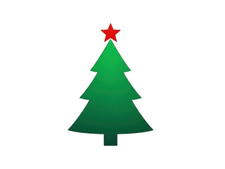 Obraz premium Festive green christmas tree with red star topper iconic holiday decoration graphic transparent background