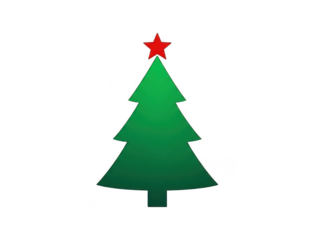 Festive green christmas tree with red star topper iconic holiday decoration graphic transparent background