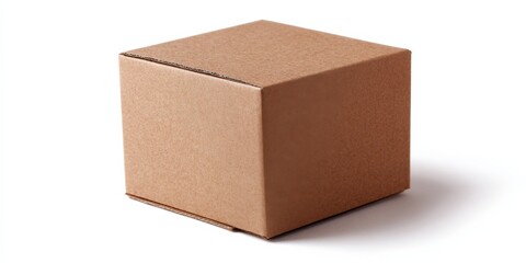 Brown cardboard box on white background
