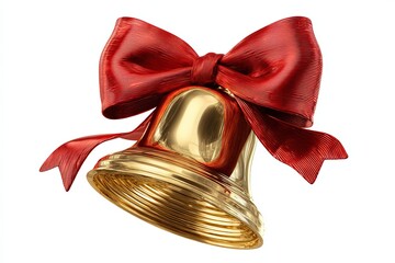Christmas decoration featuring golden bell and ribbon