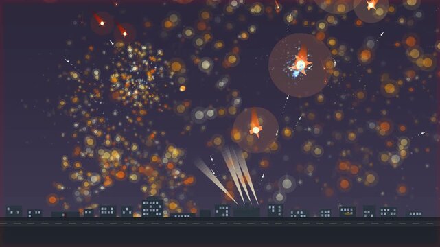 Vibrant fireworks light up the night sky over a city skyline showcasing engaging design elements for creators