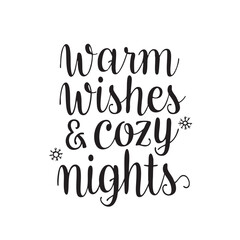 Warm Wishes Cozy Nights soft script lettering minimal snowflakes vector holiday winter