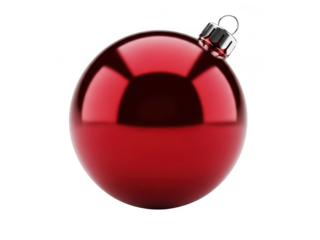 Glossy red christmas ornament with reflected lights isolated transparent background