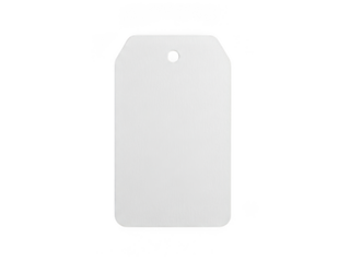 Blank white product tag with hole isolated on black for retail and branding mockups transparent background