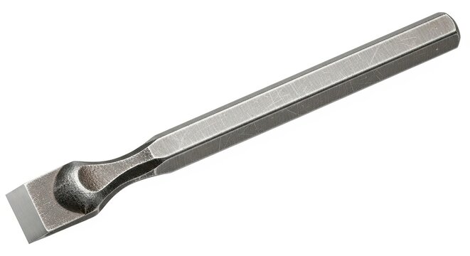 Close-up of a sturdy metal chisel tool